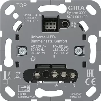 Módulo regulador de superficie Gira S3000 Uni-LED mecanismo regulador confort 540100 para iluminación LED
