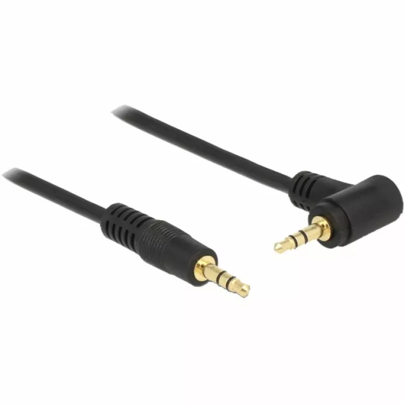 DeLOCK - Cable de audio - 24 AWG - mini jack estéreo 3,5 mm (M) - mini jack estéreo 3,5 mm (M) - 50 cm - negro - conector en ángulo de 90° (83752)