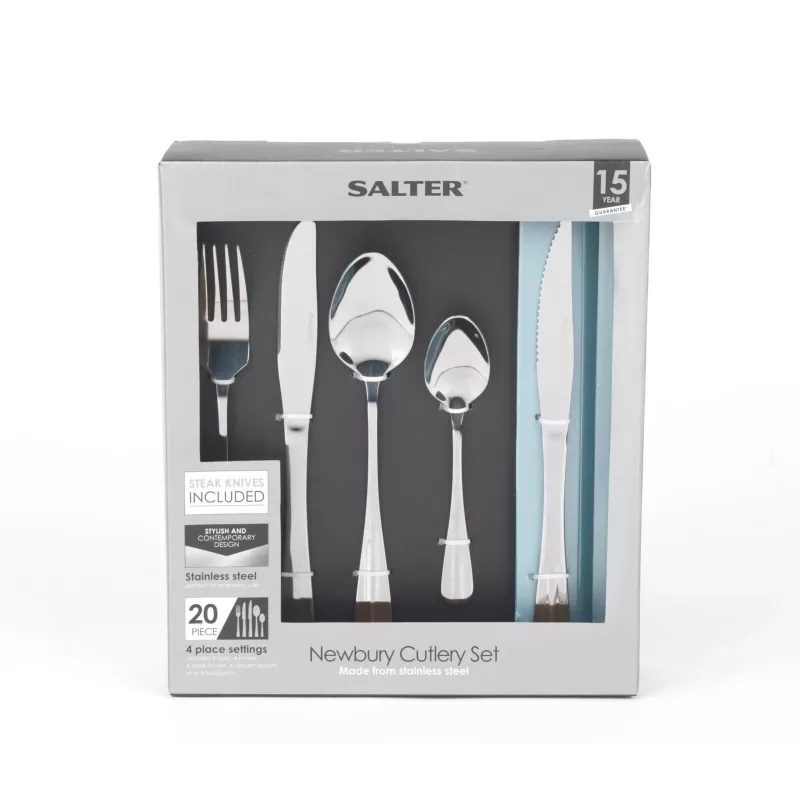 Set de cubiertos Salter BW086282EU7 — 20 piezas de acero inoxidable, apto para lavavajillas