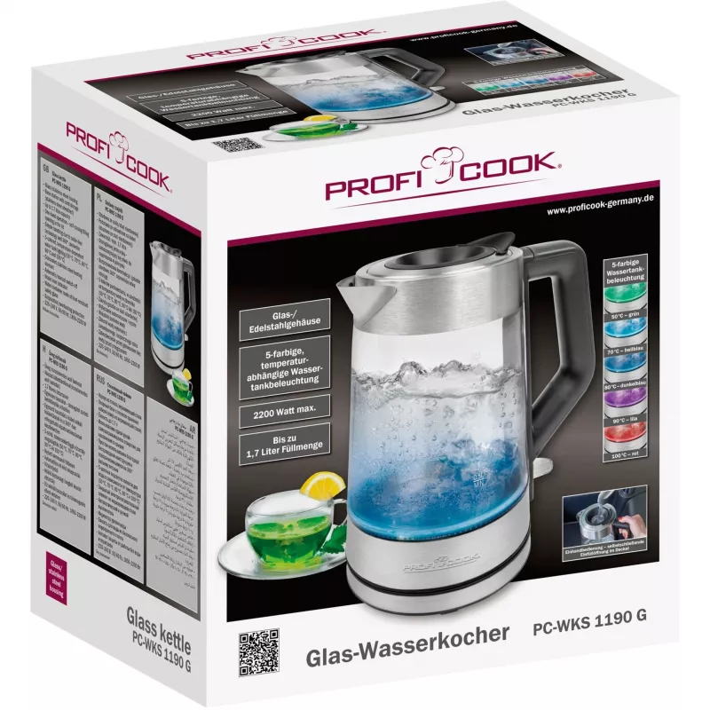 Proficook hervidor eléctrico de cristal PC-WKS 1190 G