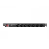Unidad de distribución de corriente LANBERG PDU-PRO-07F-0200-BK — PDU para rack 1U, 7 tomas Type-F, 16 A, cable de 2 m, negro