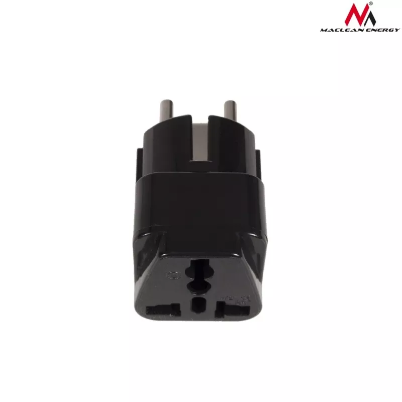 Maclean MCE155 adaptador de enchufe universal, toma UK a enchufe EU, negro