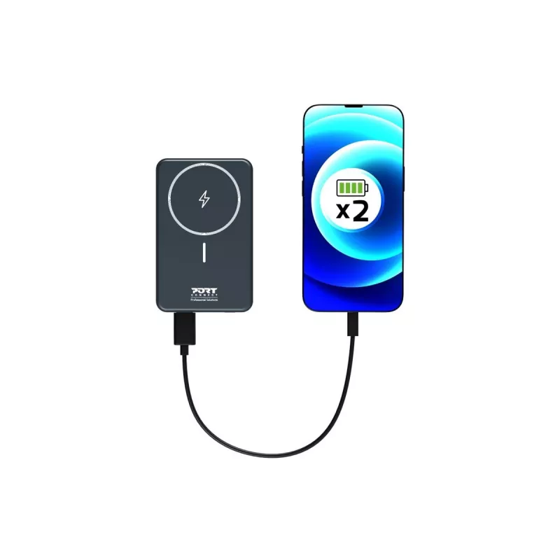 Batería externa Port Designs 907005 10000 mAh carga inalámbrica Negro