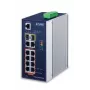 PLANET IGS-4215-8P2T2S switch industrial gestionado, L2/L4, 8x Gigabit PoE+ + 2x Gigabit + 2x 1000Base-X SFP, IP30, montaje en carril DIN/pared, DC, azul/plateado
