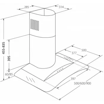 Campana extractora Akpo WK-4 Largo Eco 60 montaje de pared negra