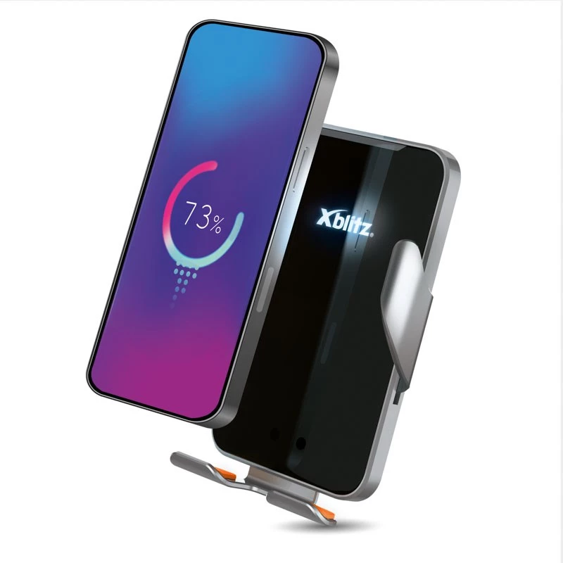Xblitz FX4 Elegance Soporte automático de coche para teléfono con carga inalámbrica, montaje en rejilla de ventilación