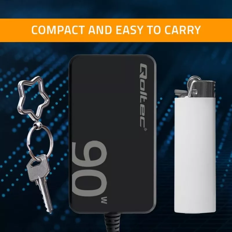 Cargador de pared Qoltec 90W GaN Super Fast SLIM | XP | 5-20V | 4,5A | USB-C 3.1 | portátil | MacBook | smartphone | + cable