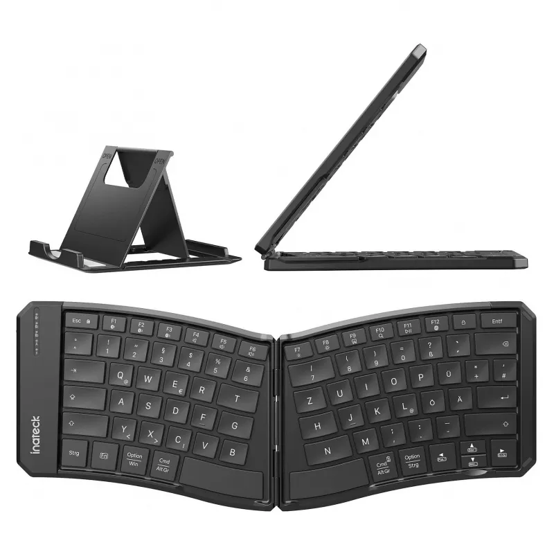Teclado Bluetooth curvo de tamaño completo Inateck N0131 QWERTZ interruptores de tijera negro
