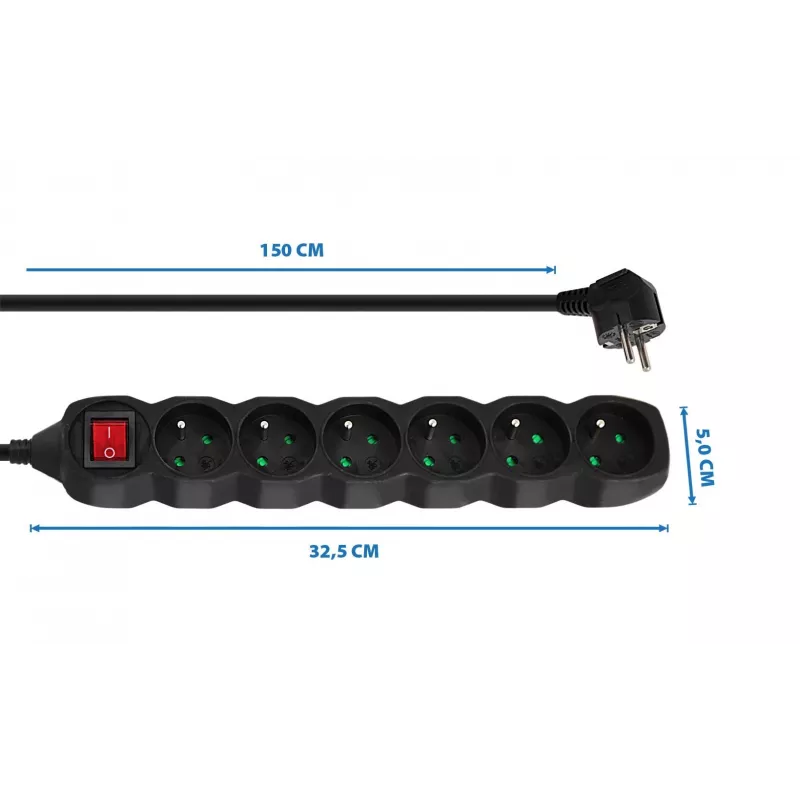 Alargador Esperanza ELK217K 1,5 m 6 toma(s) de CA para interiores negro