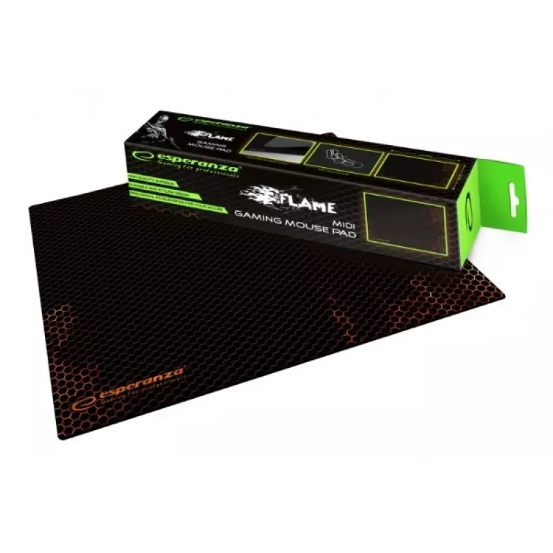 Alfombrilla gaming ESPERANZA EGP102R — poliéster, 300×240 mm, 3 mm de grosor, negra, superficie impresa