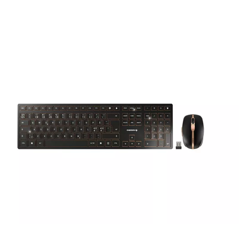CHERRY DW 9100 SLIM Teclado y ratón con Universal RF Wireless + Bluetooth nórdico negro