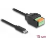Cable DeLOCK USB 2.0 USB Type-C macho a adaptador de regleta 15 cm