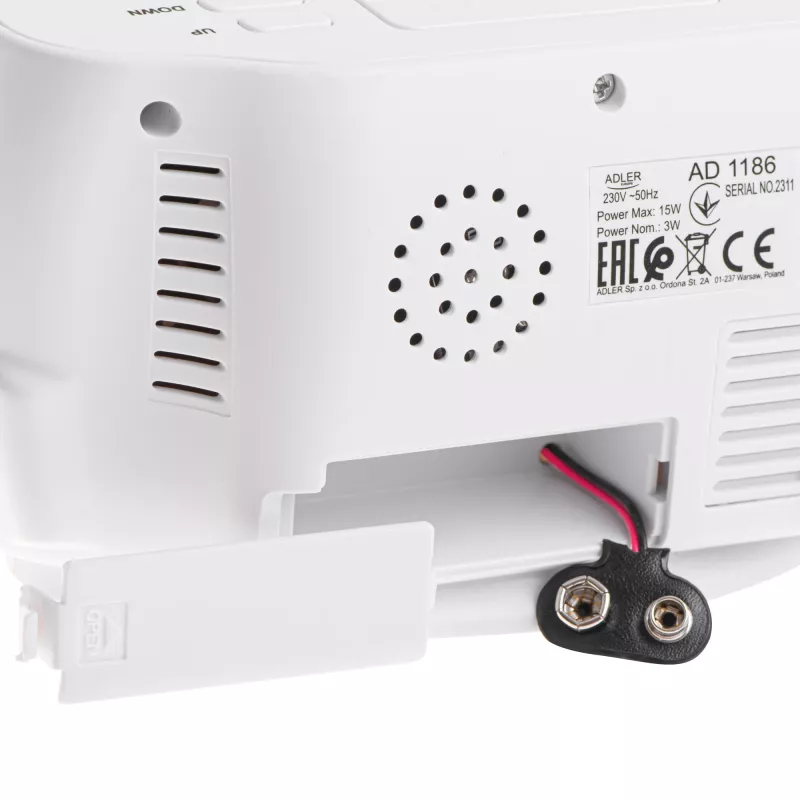 Adler AD 1186W despertador digital negro, blanco