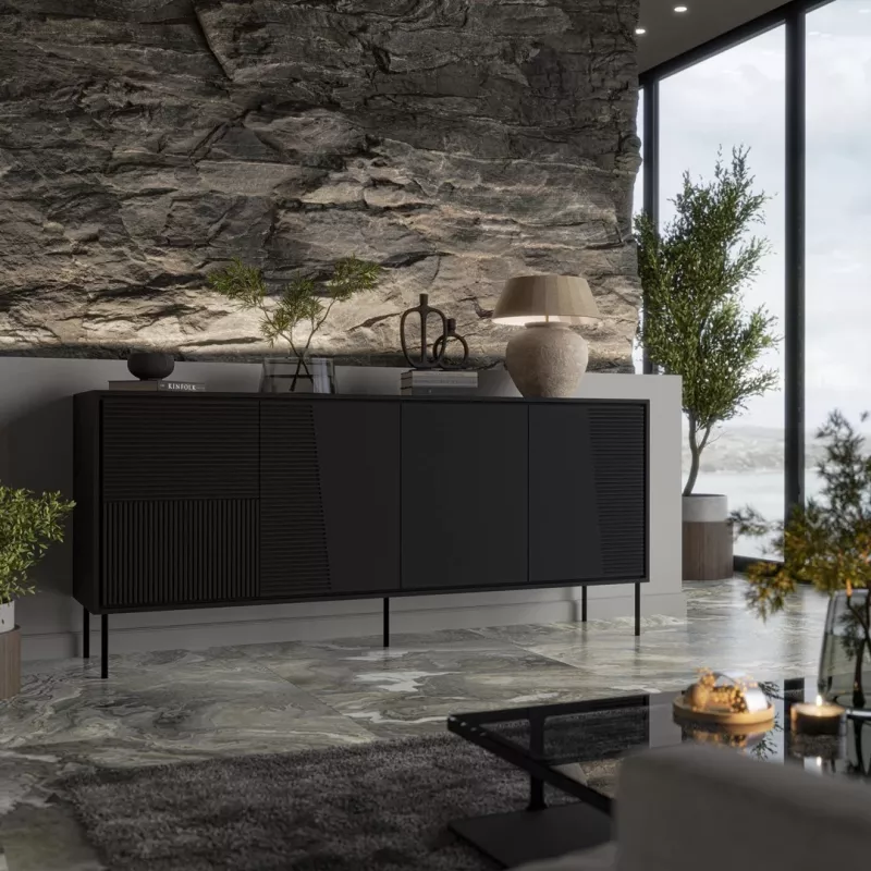 Cómoda 4D ABI 200x45x88 negro mate