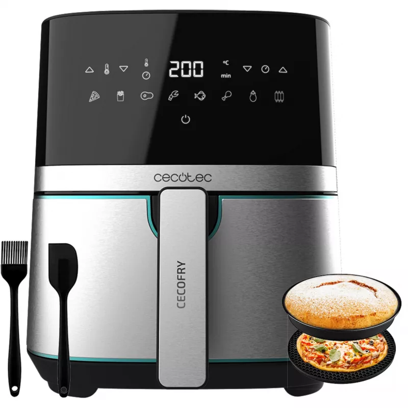 Freidora de aire CECOTEC Cecofry Full Inox Pro 5500 Pro con accesorios