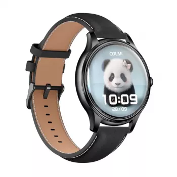 Smartwatch Colmi L28 con correa de silicona negra y correa de piel negra
