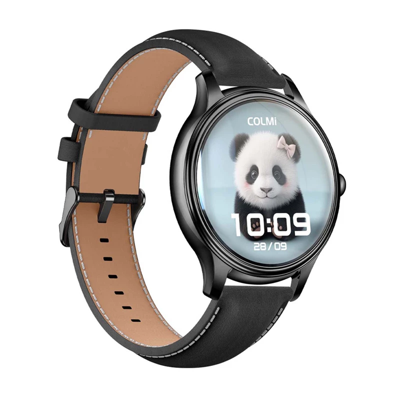 Smartwatch Colmi L28 con correa de silicona negra y correa de piel negra