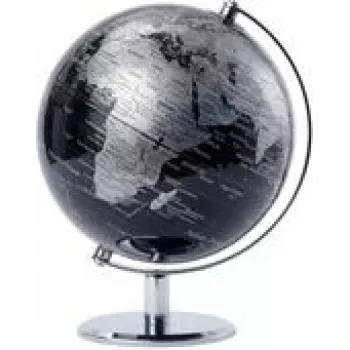 Globo terráqueo de escritorio político TROIKA LUNAR, 20 cm de diámetro, 270 mm de altura, negro/plateado