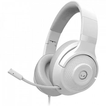 LORGAR Noah 101, Auriculares gaming con micrófono, conexión jack de 3,5 mm, longitud del cable 2 m, diseño plegable, almohadillas de piel sintética PU, tamaño: 185*195*80 mm, 0,245 kg, blanco
