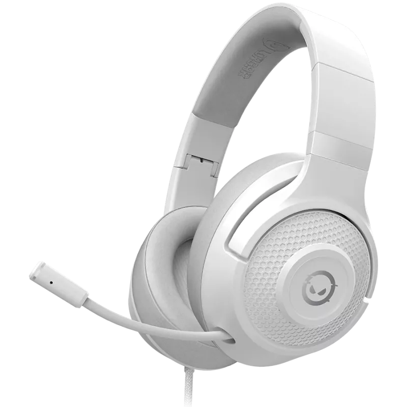 LORGAR Noah 101, Auriculares gaming con micrófono, conexión jack de 3,5 mm, longitud del cable 2 m, diseño plegable, almohadillas de piel sintética PU, tamaño: 185*195*80 mm, 0,245 kg, blanco