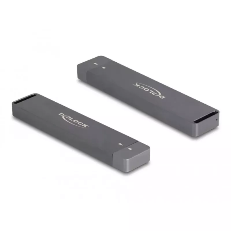 Delock - carcasa para almacenamiento - carcasa externa para SSD M.2 NVME PCIe o SSD SATA con conector macho USB 10 Gbps Type-A - M.2 - tarjeta M.2 NVMe / SATA 6Gb/s - USB