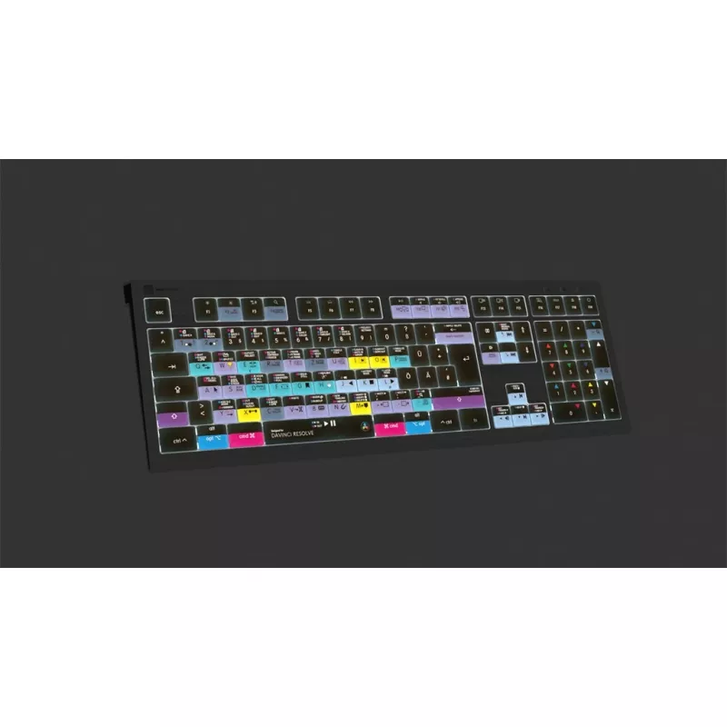 Logickeyboard ASTRA 2 teclado DaVinci Resolve para Mac, tamaño completo, USB con cable, mecanismo de tijera, QWERTZ alemán, negro