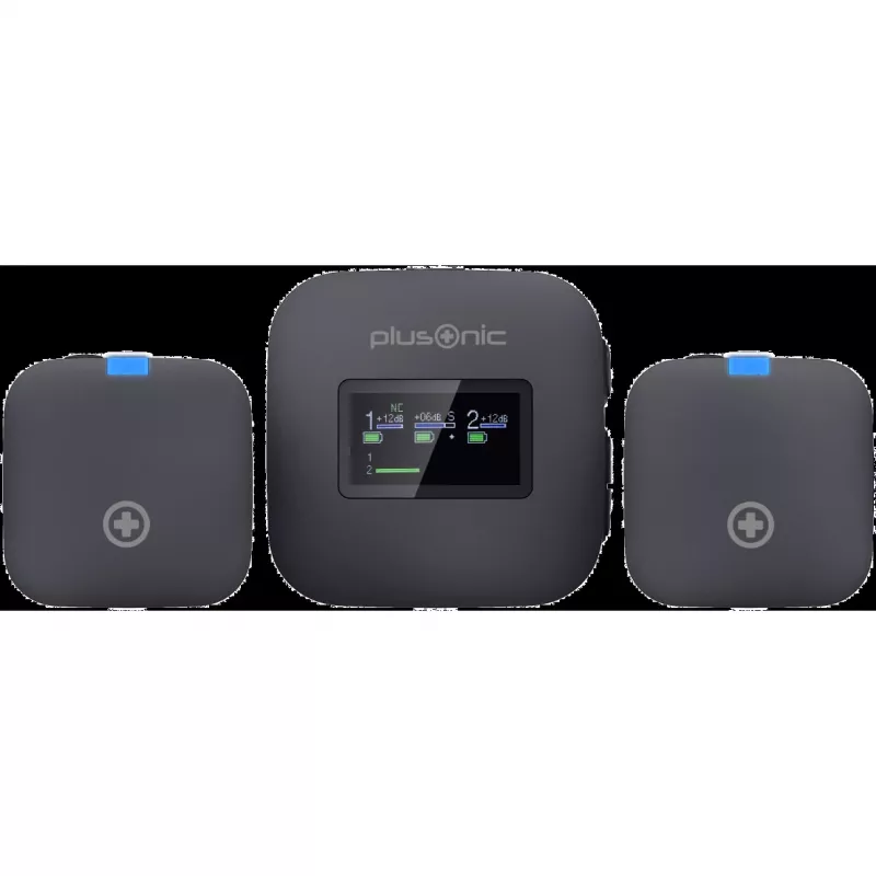 Kit de micrófono inalámbrico Plusonic PS-TDS8 con conectividad USB-C, Lightning y 3,5 mm