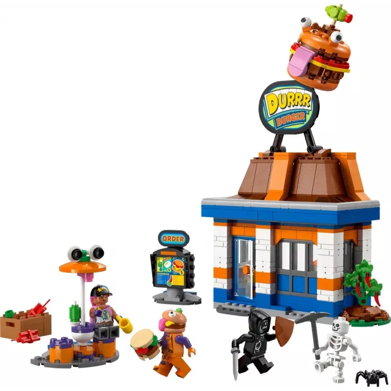 Juguete de construcción LEGO FORTNITE 77076 Set de juego Restaurante Durrr Burger — 546 piezas, 4 minifiguras, 270×180×90 mm
