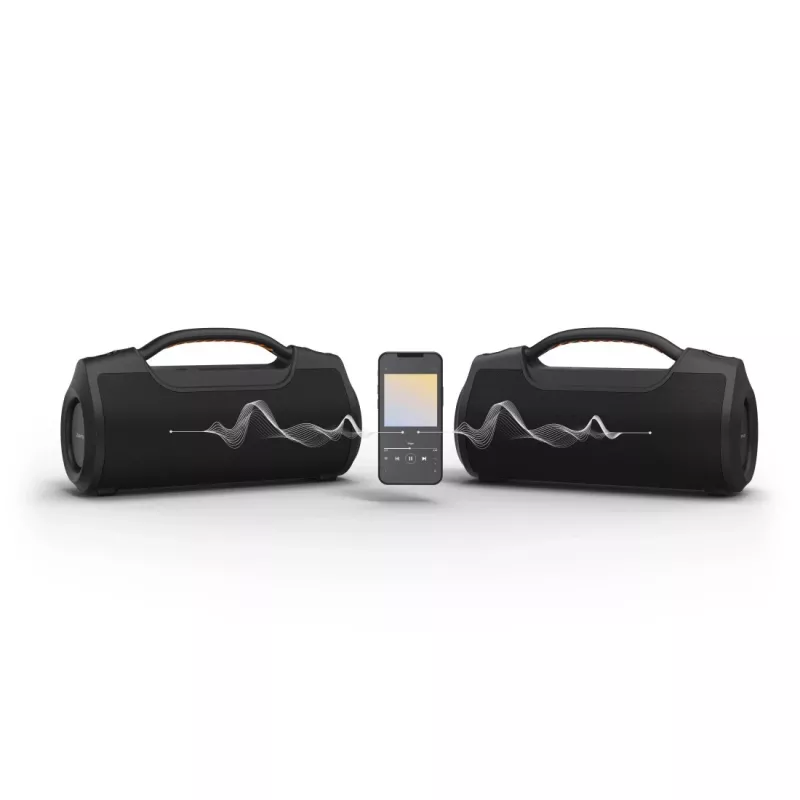 Barra de sonido HAMA Soundbarrel 2.0 negra Bluetooth inalámbrica — compacta 2.0 canales