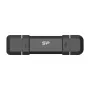 Silicon Power DS72 SSD portátil tipo llave de 250 GB, USB 3.2 Gen 2, USB-A/USB-C, negro
