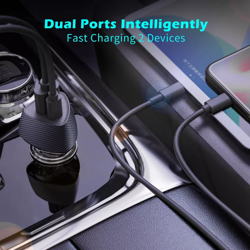 Cargador de coche Tellur FCC10 38W 6A PD20W QC3.0 – fuente de alimentación para vehículo USB-C y USB-A