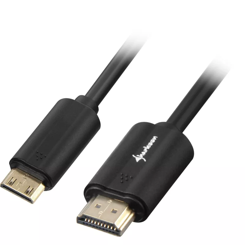 Cable adaptador conector macho HDMI > conector macho Mini-HDMI (negro, 1 metro, HDMI 4K)