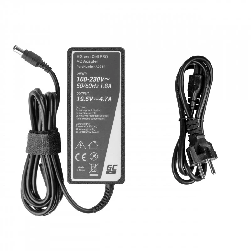 Fuente de alimentación Green Cell AD31P 90W interior AC-to-DC 19,5V 4,7A para portátiles Sony, negro