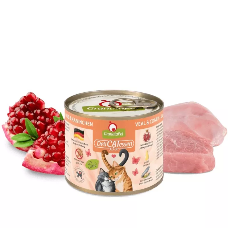 GRANATAPET DeliCATessen Ternera y liebre - Comida húmeda para gatos - 200 g
