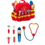 Theo Klein 4314 Mochila de rescate de emergencia I con estetoscopio, jeringa y mucho más I Medidor electrónico de tensión con sonido I Juguete para niños