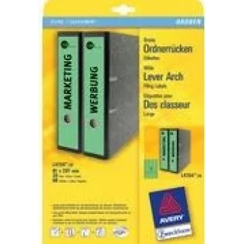 Etiquetas para archivador Avery L4750-20 verde 38 x 297mm