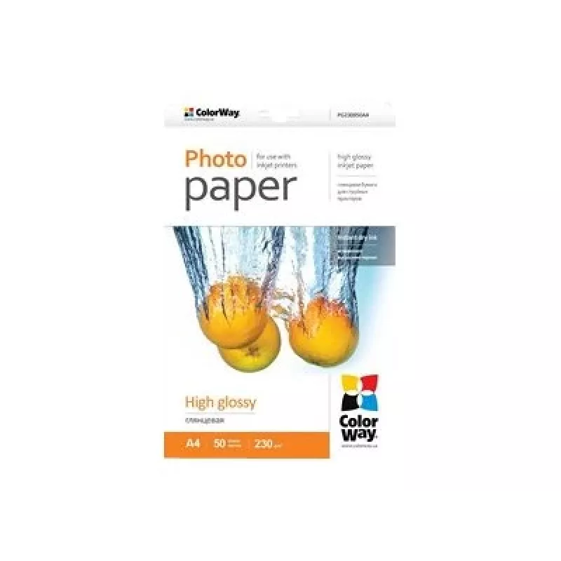 Papel fotográfico A4 ColorWay PG230050A4, 230 g/m², 50 hojas