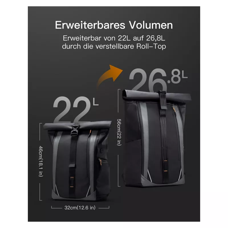 inateck Mochila para portátil 15,6 BP01009 negra 22-26,8 L