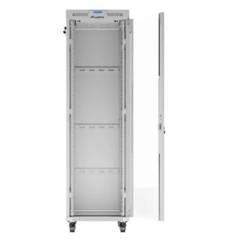 Lanberg FF01-6842-12SL armario rack de suelo de 19" 42U 600x800x2122 mm, puerta de cristal, LCD, flat pack, 1200 kg, IP20, gris