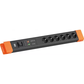 Bachmann CONNECTUS 6xCEE7/3 1xGVS 1x interruptor 2,0 m CEE7/7 negro/naranja (BM005915)