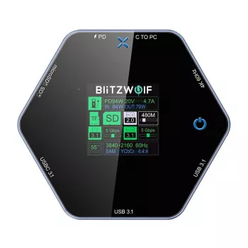 Estación de acoplamiento BlitzWolf BW-TH16 8en1 USB 100W con pantalla LCD Smart