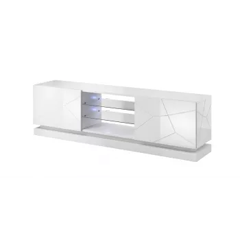Mueble de TV Cama QIU 200 MDF blanco brillante/blanco brillante
