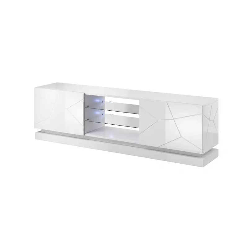 Mueble de TV Cama QIU 200 MDF blanco brillante/blanco brillante