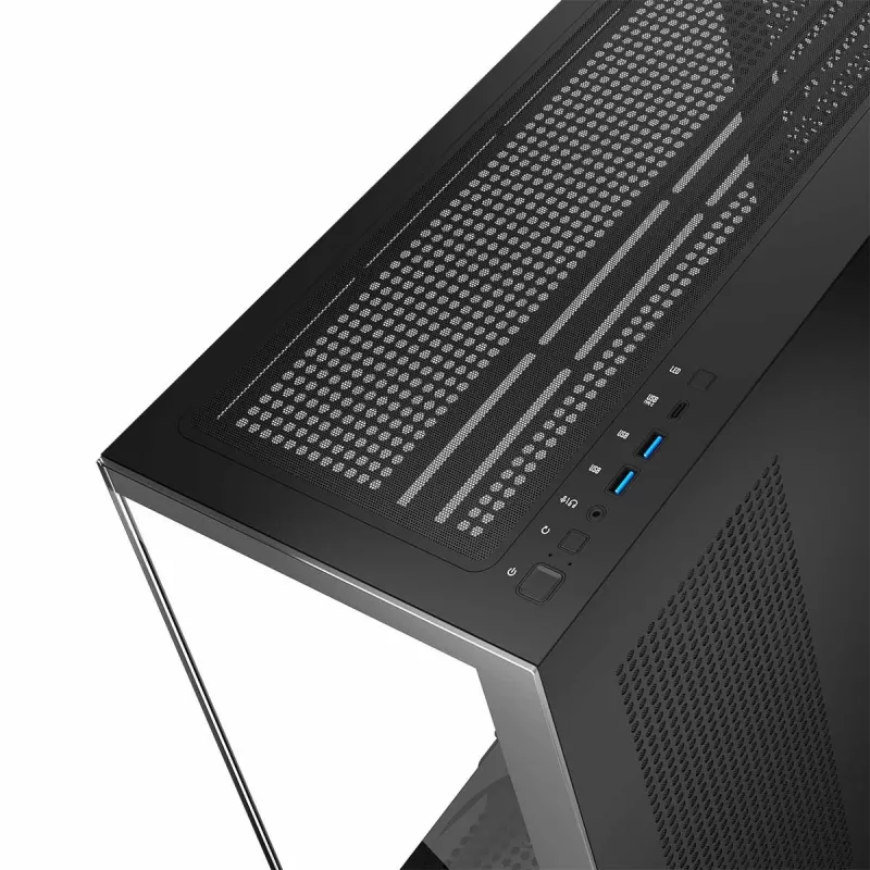 Caja de PC MODECOM Volcano Stellar NF ATX Midi Tower, cristal templado, negra, compatible con ATX/micro ATX, GPU hasta 420 mm, disipador de CPU 175 mm