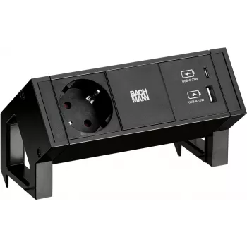 Bachmann DESK2 1x CEE7/3 cargador USB A/C negro (902.9109)