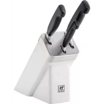Set de cuchillos ZWILLING FOUR STAR 3 piezas con bloque autoafilante, blanco
