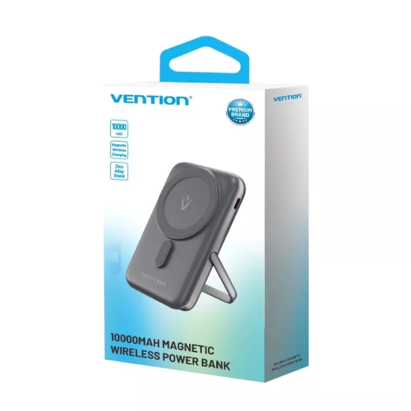 Batería externa Vention 10000mAh Magnetic Wireless 20W, 1×USB-C, carga inalámbrica, negra