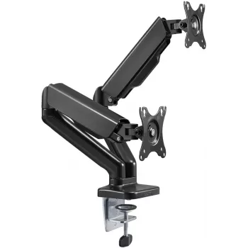 Goobay Soporte de mesa | Soporte doble para monitor con muelle de gas | Giratorio, inclinable, orientable | 17-32