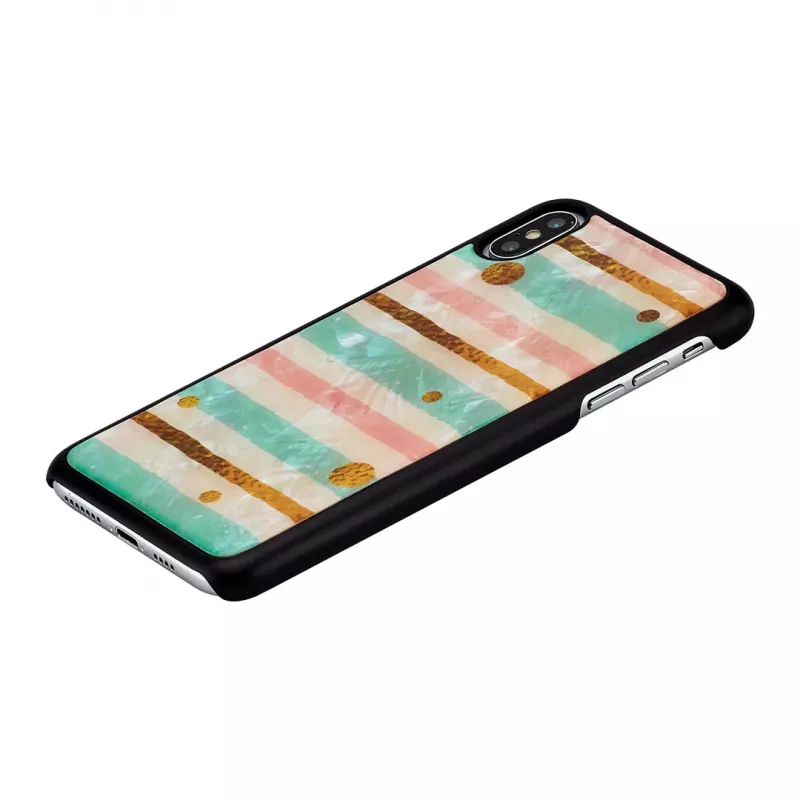 Funda protectora para smartphone iKins para iPhone XS Max — Pop Mint negra, carcasa rígida con bordes elevados