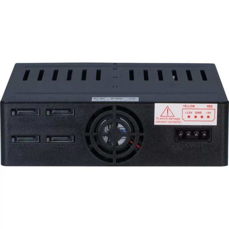 Inter-Tech X-3531 bastidor extraíble HDD/SSD para 4x SATA de 2,5 pulgadas en 1x bahía de 5,25 pulgadas, 6 Gbit/s, Hot Swap, ventilador de 30 mm, negro